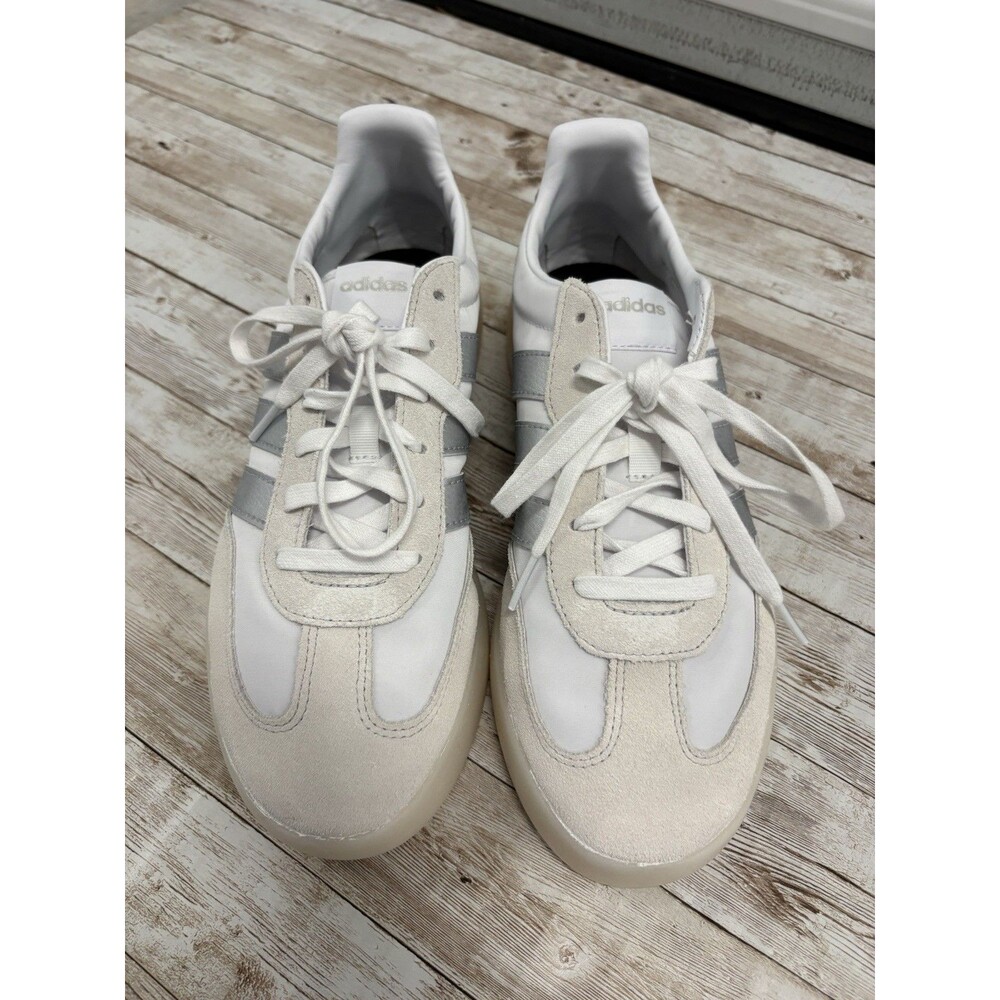 Adidas Womens 9 White Silver Platform Sneakers Casual Shoes JI2321